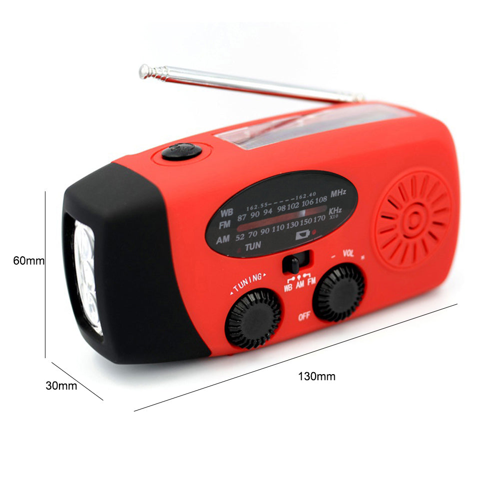 Lampe solaire de survie — Radio AM/FM, chargeur USB, dynamo