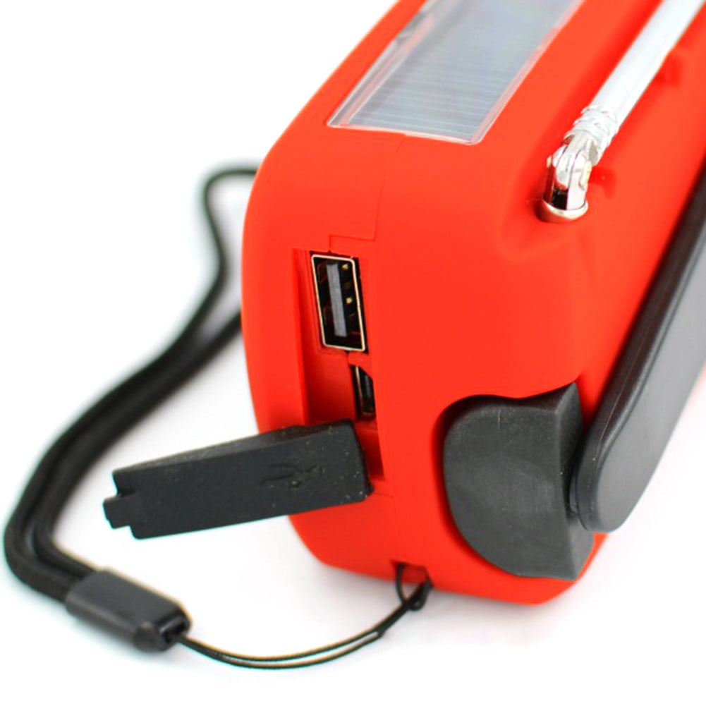 Lampe solaire de survie — Radio AM/FM, chargeur USB, dynamo