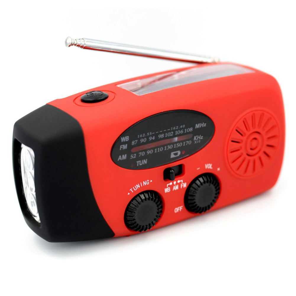 Lampe solaire de survie — Radio AM/FM, chargeur USB, dynamo